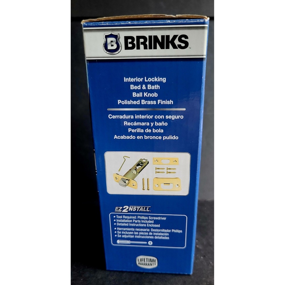 Brinks Interior Locking Ball Door Round Knob Polished Brass Bed Bath 2112-105 - Picture 2 of 7